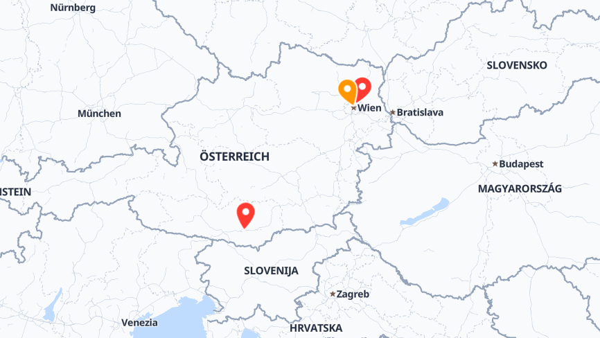 Map of the locations of Huemer Group