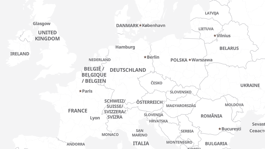 Map of the locations of Brunel GmbH