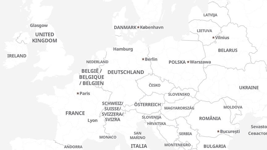 Map of the job locations