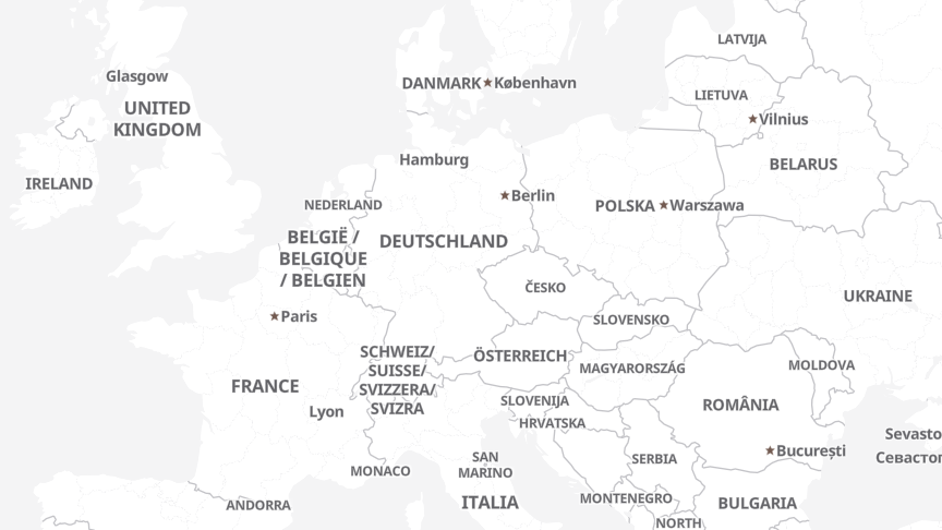 Map of the job locations
