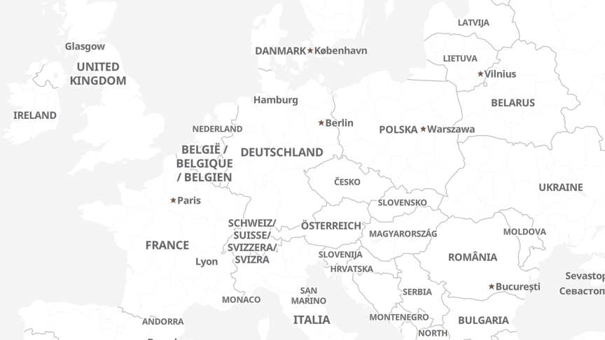 Map of the locations of CompuGroup Medical (CGM)